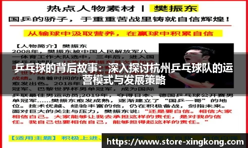 乒乓球的背后故事：深入探讨杭州乒乓球队的运营模式与发展策略